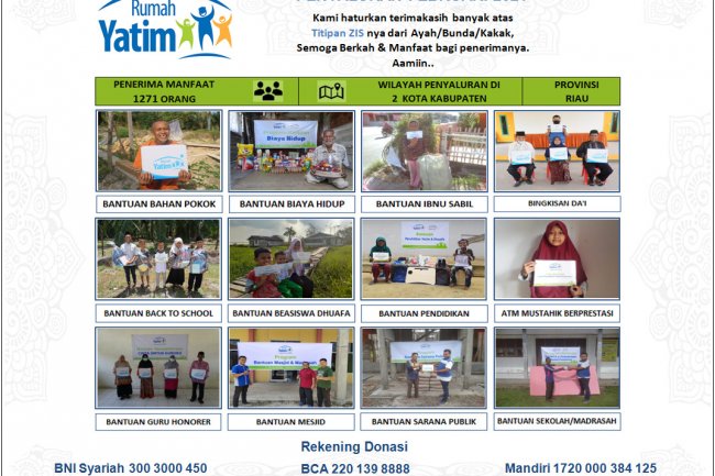 Total 1271 Mustahik Terima Bantuan Rumah Yatim Selama Februari