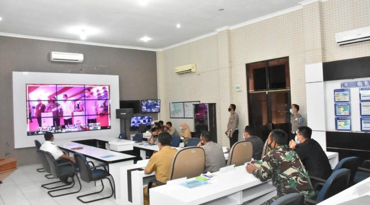 Kapolres dan Bupati Bengkalis Ikuti  Launching Aplikasi SINAR Secara Virtual