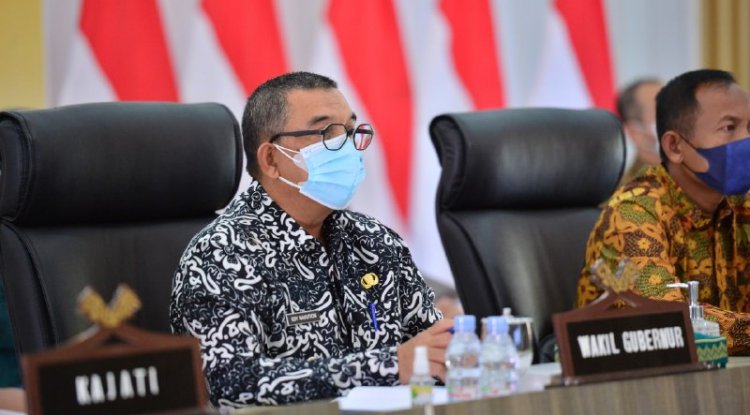 Koordinasi Evaluasi Penerapan PPKM IV di Luar Jawa Secara Virtual Dihadiri Oleh Wagubri